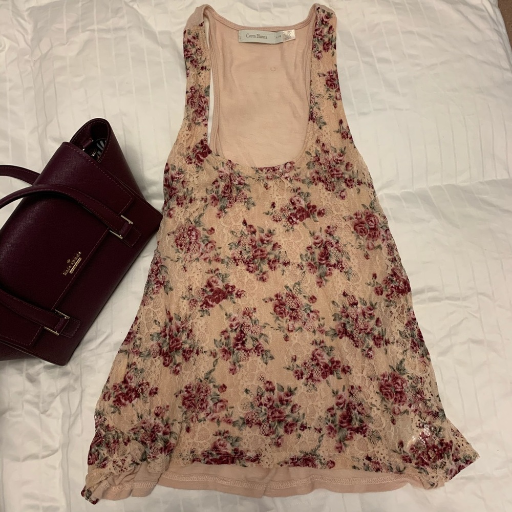 Costa Blanca Floral Lace Tank